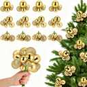 Soulchen 38 Pcs Christmas Ball Clusters Ornament on Wired Picks Shatterproof Xmas Ball Picks Cable Tie DIY Craft Chenille Stems for Xmas Tree Vase Holiday Party Decor(Gold)
