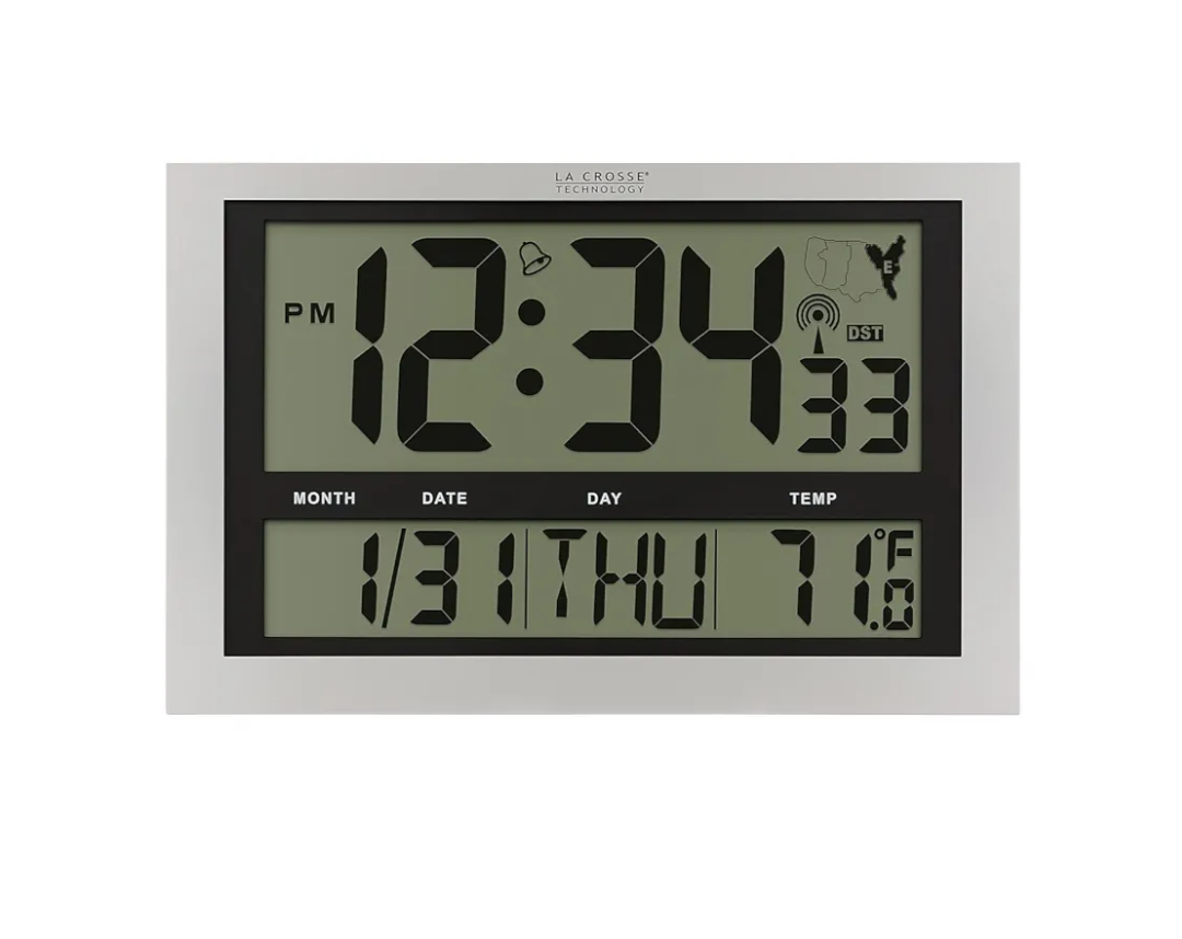 La Crosse Technology Atomic Wall/Table Clock, Plastic, 10.75-inch H x 16.75-inch W x 1.38-inch D (513-1211)