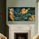 Green Gold Wall Decor Monstera deliciosa Wall Art for Living Room 24x48Inch