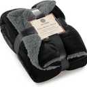 Genteele Sherpa Throw Blanket Super Soft Reversible Ultra Luxurious Plush Blanket, 50 x 60 inches, Black/Gray