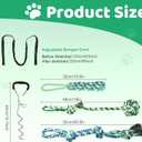 Bungee Tug of War Dog Toy with Upgraded Steel Stake, Cotton Ball, Teething Rope and Soft Rope, Tether Tug Outdoor Dog Toy for Lawns and Trees, Interactive Dog Toys for Medium, Large Dog, Blue