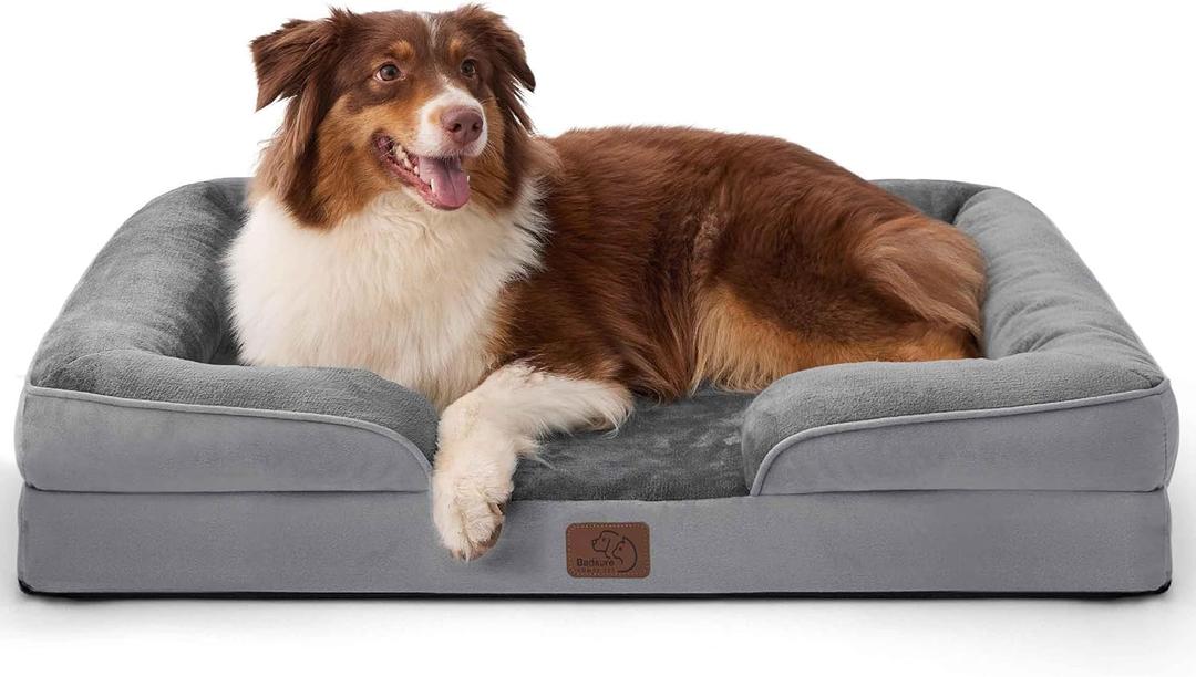 Bedsure Orthopedic Dog Beds Large Sized Dog - Washable Large Dogs Bed Waterproof, Big Comfort Pet Couch with Washable Removable Cover, Supportive Foam Pets Sofa with Nonskid Bottom,Grey (35.0"L x 25.0"W x 6.5"Th)