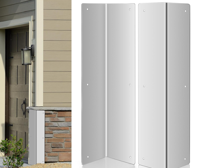 Moxweyeni 2 Pack Stainless Steel Corner Guards for Vinyl Siding 3 3/8'' x 3 3/8'' x 15 3/4'' Metal Siding Corner Guards Protector 89° Angle Weed Whacking Protection for Outside Exterior Wall Repair