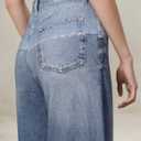 Womens French Terry Wide Leg Sweatpants Jeans Stretch Breathable Comfort Pants for Casual & Workout Y2K Clothes (Blue, M)