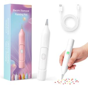 ZYNERY Electric Diamond Painting Pen, Wireless Diamond Art Vacuum Pen with Metal Tip, DIY Craft Tool Kits Diamond Art Accessories pens for Adult (White)