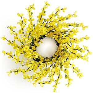 20 Inch Spring Wreath for Front Door, Yellow Forsythia Spring Wreath for Farmhouse Rustic Grapevine Blossom Cluster Festival Celebration Front Door Wall Window Party Decoration Home Dcor