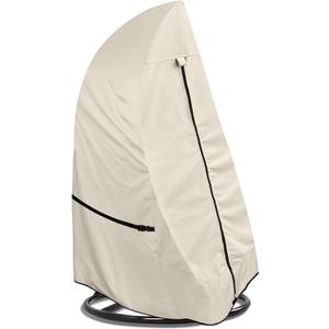Porch Shield Patio Hanging Egg Chair Cover -600D Waterproof Outdoor Single Seat Wicker Swing Egg Chair with Stand Protector, Beige