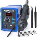 WEP 858D Hot Air Rework Soldering Station with Temperature Control, Adjustable Air Volume, Digital Display for SMD Soldering with 4 Extra Hot Air Nozzles