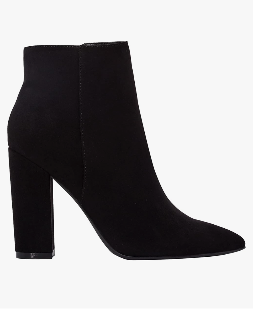 JustFab Womens Kitten Heel Ankle Boots Black Fall Boots Ankle Booties Pointed Toe Short Boots - Yesenia (Size 5, Black), Size 9