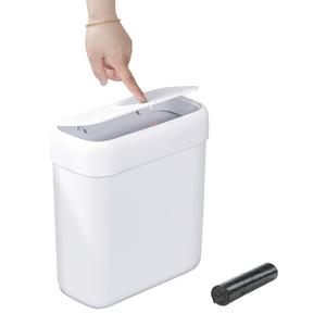 funest Bathroom Small Trash Can with Lid,10L / 2.7 Gallon Slim Garbage Bin Wastebasket with Press Top Lid for Bedroom, Rv, Office, Kitchen, Craft Room
