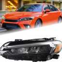 Duolctarms Chrome W/DRL Full LED Headlight Fits 2022-2025 Honda Civic EX/LX | Left Driver Side HO2502205 33150T20A52