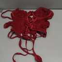 Lilosy Sexy Floral Lace Up Corset Garter Lingerie Set (Small, Burgundy Red)