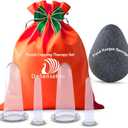 Anti-Aging Facial Cupping Set for Face and Neck with Japanese Konjac Sponge for Enhanced Skin Care (2M 2S)