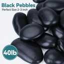 40lbs Black Rocks for Landscaping, 2-3Inch River Rocks for Planters