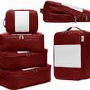 6-Pack Large Compression Packing Cubes for Travel - Lightweight Compression Packing Cube Set, Water-Resistant Luggage Organizer Bags & Suitcase Organizers, Travel Cubes for Carry-On, Checked Luggage (Burgundy)