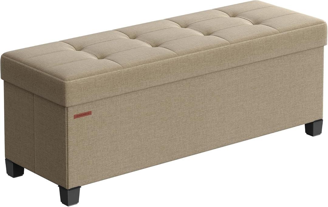 SONGMICS Storage Ottoman Bench, Foldable Foot Rest with Legs