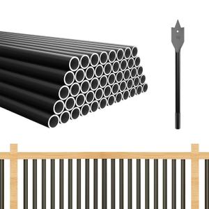 100 Pack 32" Aluminum Deck Balusters Round Black Deck Railing Stair Porch Staircase Spindles 3/4" Diameter Balusters Outdoor