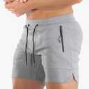 Men's 5" Gym Workout Shorts,Fitted Jogging Short Pants for Bodybuilding Running Training with Zipper Pockets Size L