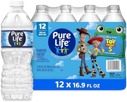 Pure Life Purified Bottled Water, 12 Pack - Still Drinking Water Enhanced with Minerals for a Crisp Taste - 16.9 Fl Oz - Toy Story 5 Packaging Graphics Exp. 11/30/2027