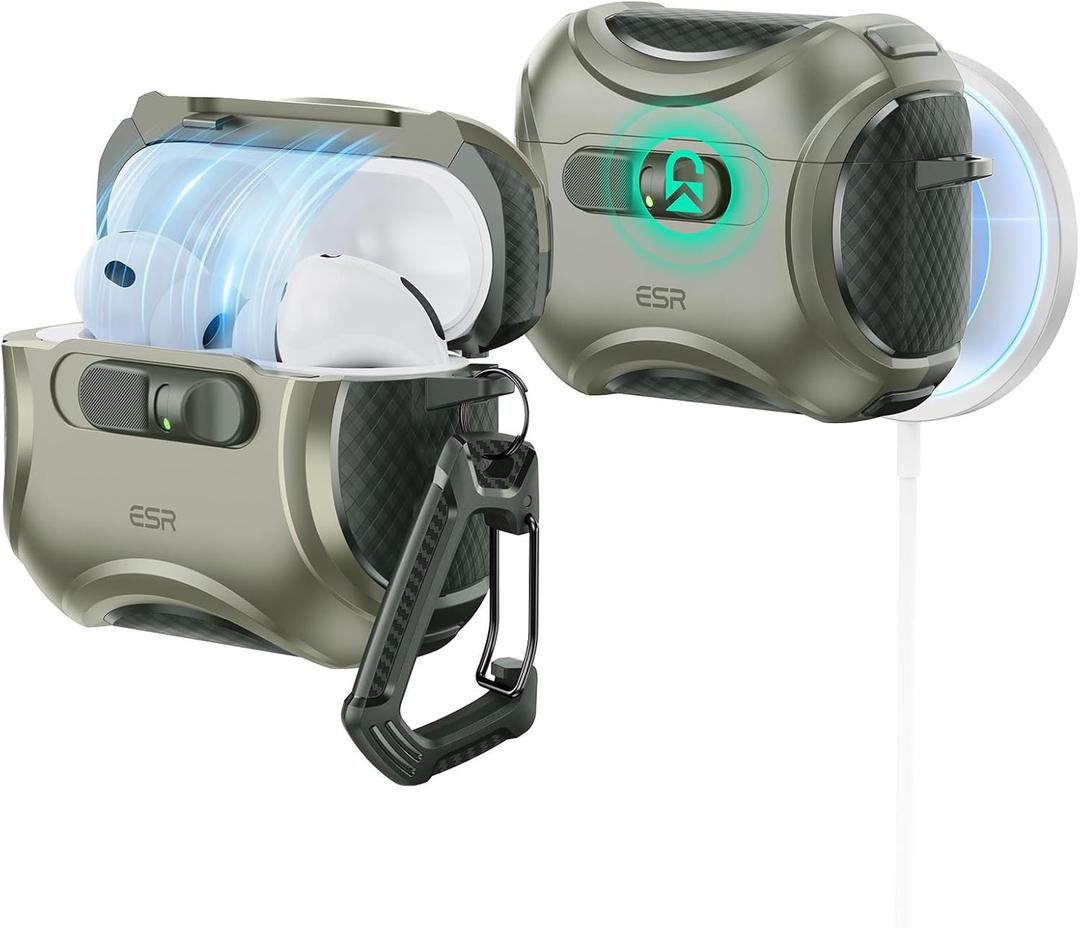 ESR for AirPods Pro 3 Case (2025), Compatible with Airpods Pro 3rd Generation Case (USB-C Cable), Effortless MagSafe, Drop-Proof Lock, Easy Open, Cyber Series, Green