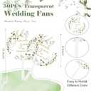 Kathfly 50 Pcs Wedding Fans for Guests Bulk Plastic Clear Round Decorative Fans with Handle Thank You for Being Our Fan Gift for Ceremony Bridal Baby Shower Party Favors Decoration(Green Leaf)