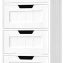 FOTOSOK Bathroom Cabinet, Bathroom Storage Cabinet with 5 Drawers, Wooden Storage Cabinets with Cut-Out Handles, 11.8 x 15.7 x 40.1 Bathrooms Floor Cabinets for Hallway/Living Room, White