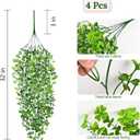 Waipfaru Artificial Hanging Four-leaf clover, 4pcs Fake Hanging Plants, Faux Ivy Pothos Vines Greenery for Wall Home Bedroom Living Room Aesthetic Kitchen Office Aesthetic Kitchen Indoor Outdoor Decor