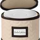 Salad Plates Storage - Quilted Microfiber China Organizer Box with Dividers , Protects & Organizes Up to 12 Plates of 8" - Ideal for Seasonal Dishware Protection