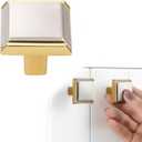 Nickel and Gold Cabinet Knobs Brushed Nickel and Gold Drawer Knobs, 10 Pack 1-1/4 Inch, 2281 Square Single Hole Cabinet Pulls for Kitchen Cabinets Drawers Bedroom Dresser Bathroom