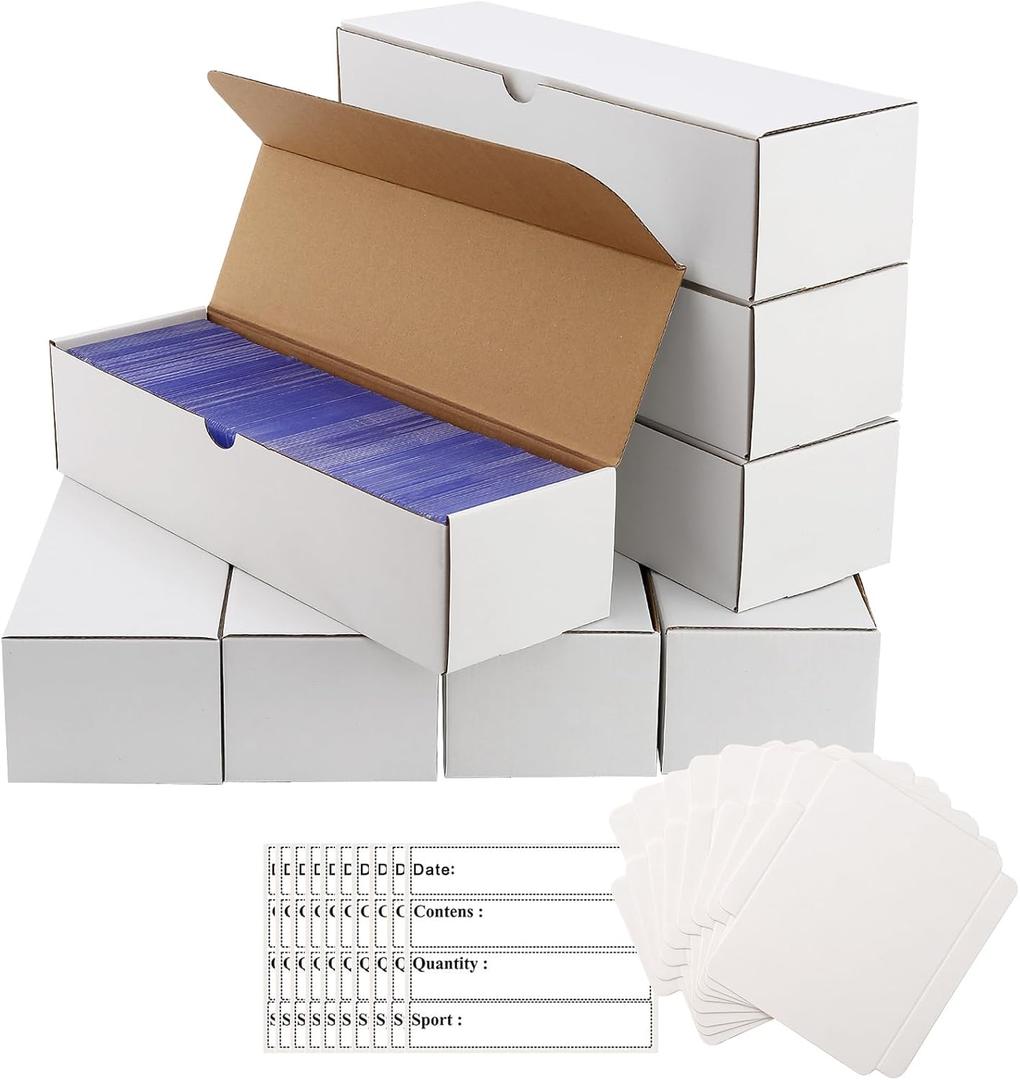 Top Loader Box 8Pack–7200Count, Sports Card Organizer with 30 Dividers & Labels for TCG, MTG, Magic,Trading Cards Archival Safe,Stackable Design