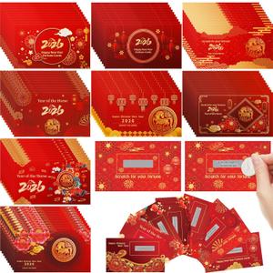 Affrolling 96 Pcs Chinese New Year Scratch off Fortune Cards 2026 Year of the Horse Party Scratch off Fortune Cards Lunar Lucky Card Chinese Spring Festival Party Decorations