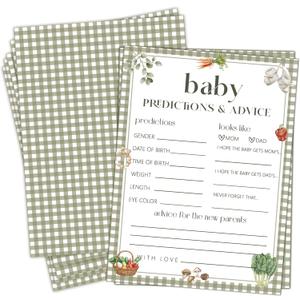 Baby Predictions & Advice Cards for New Parents Fun Baby Shower Games and Activities, Locally Grown Farmers Market Themed Party Decorations Supplies, 5x7 -25 Pcs -C02