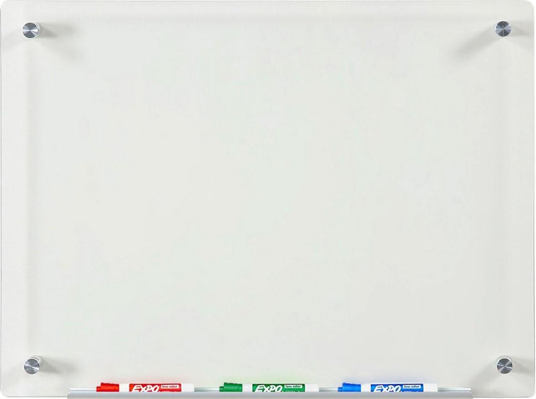 Audio-Visual Direct Clear Glass Dry-Erase Board Set - 2' x 1.5' - Includes Hardware & Marker Tray (Non-Magnetic)