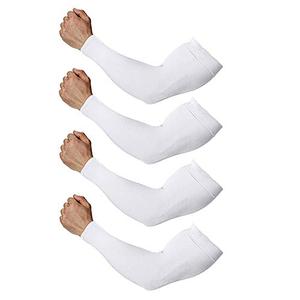 Feeke Arm Sleeves for Men and Women, Sleeve to Cover Arms for Men and Women, UV Protection Cooling 2 Pairs Anti-Slip Compression Sun Sleeves for Cycling Outdoor Sports White