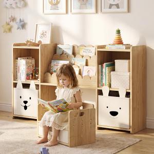 Kids Bookshelf and Toy Storage with Adjustable Chair