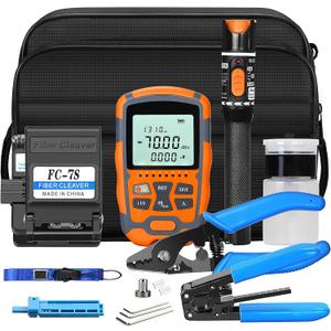 Fiber Termination Kit FTTH cold connection Tool Kits with Optical Power Meter with RJ45 Network Test 10KM VFL Fiber Cleaver Fiber Optical Stripper Pliers