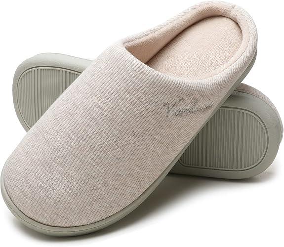 Vonluxe Women's House Slippers Comfy Memory Foam Bedroom Slippers Soft Light Ladies Shoes with Outdoor Indoor Anti-Skid Waterproof Sole 7-8