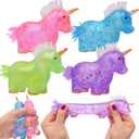 2 x 4 Pack Unicorn Squishy Squeeze Toys Stress Balls Toy for Kids Boys Girls Christmas Stocking Stuffers Birthday Valentines Day Card Prizes Party Favor Gifts