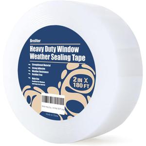 3 x Breliter Heavy Duty Window Weather Sealing Tape - Transparent Window Tape for Winter and AC Insulation, No Mess Winter Window Seal Kit - 2 Inch Wide 180 FT Long
