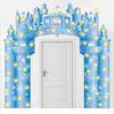 Tudomro 3 Pcs Snow Winter Castle Party Door Banner Snowflake Banner with LED Lights Winter Ice Snow Door Backdrop for Bedroom Front Porch Entryway Snowflake Birthday Party Supplies