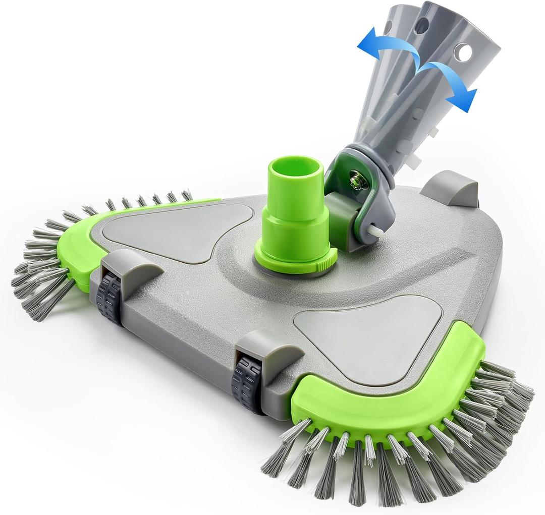 Sepetrel Upgraded Pool Vacuum Head with Wheels,Smart Swivel Handle & Swivel Hose Adapter,Weighted Triangular Shape Brush Head, for Inground/Above Ground Swimming Pools