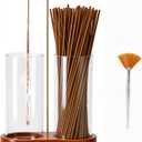 Incense Holder with 2 High Glass Bottle,Wooden Base Incense Stick Holder for Desktop,Incense Burner for Ash Collection,Ash Container (Wood)