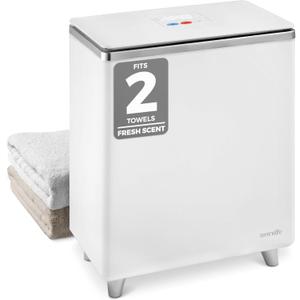 SereneLife Luxury Rectangle Towel Warmer - Spa & Bathroom Heater with Custom Fragrance, Auto Shut-Off, Fits 2 large Towels, Blankets, Bathrobes, PJ's - Perfect Gift for Him & Her (Silver)