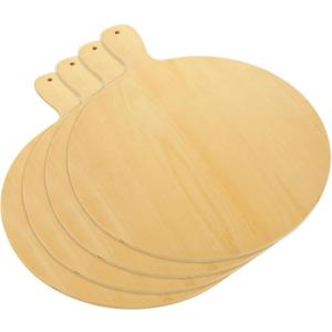 Pack of 3 Wooden Pizza Peel, 12 Inch Pizza Spatula with Wood Handle Suitable for 12"x12" Pizzas, Round Wooden Cutting Boards for Baking Homemade Pizza, Bread, Cheese, Fruit
