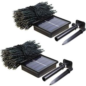 2-Pack Each 200LED 72FT Solar String Lights Outdoor Waterproof, Upgraded Green Wire Solar Christmas Lights Outdoor, 8 Modes Fairy Lights for Party Christmas Decorations Wedding Tree (Yellow) (Green,Warm White)