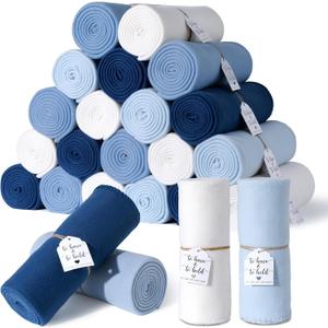 24 Pack Wedding Fleece Blankets Bulk 50 x 60 Inch Soft Lightweight Throw with to Have to Hold Card for Guests Lap Sleepover Spa Slumber Favors Gifts for Seasons (Gradient Blue)