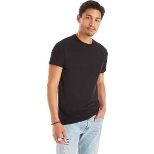 Hanes Men's Cotton, Moisture-Wicking Crew Tee Undershirts (Large, Black - 7 Pack)