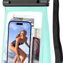 Large Waterproof Phone Pouch [with Sealing Strip], Cell Phone Dry Bag for iPhone Galaxy All Phones, Floating Water Proof Bag for Beach Water Park Green (Large (Up to 8.5"))
