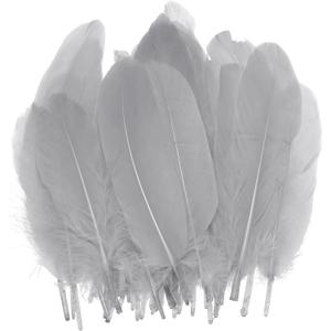 PATIKIL 6-8 Inch(15-20 Cm) Feathers, 100 Pack Long Artificial Goose Feather Dream Catcher DIY Natural Goose Women Hats Trimming for Wedding Party Crafts, Gray