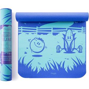 Myga Silk Print Kids Yoga Mat,Non-Slip Yoga Mat for Childrens Exercise, Fitness, Yoga and Mindfulness Lightweight, Easy Clean Play Mat for Girls and Boys